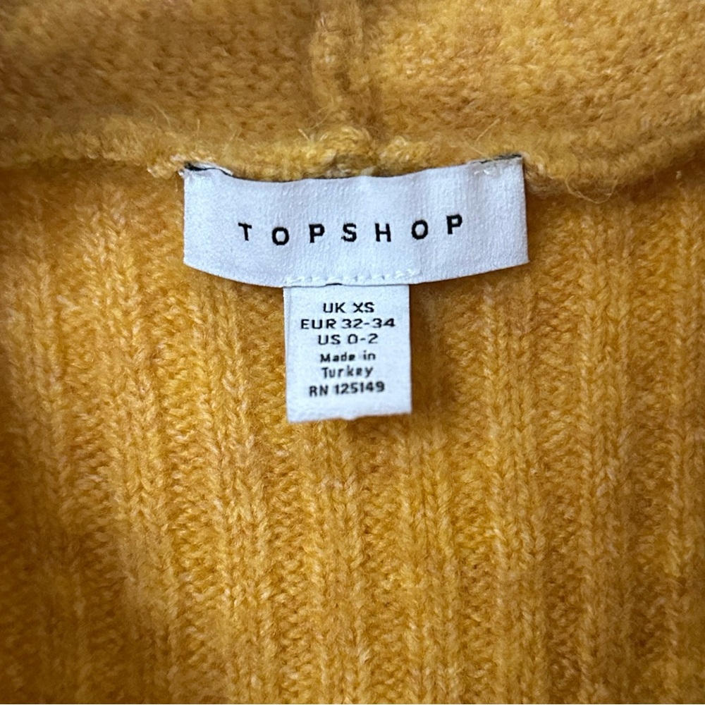 Topshop Mustard Ribbed Button Front Cardigan - Picture 3 of 5